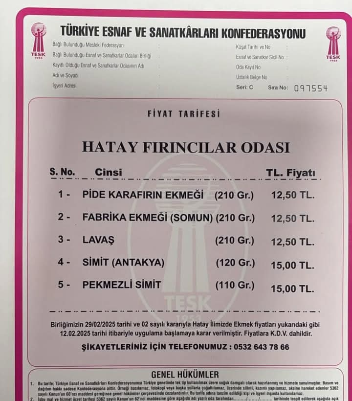 Hatay’Da Ekmeğe Yüzde 25 Zam